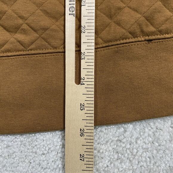 L.L.Bean Quilted Quarter Zip Pullover Mens L Brown Tan Sweatshirt Kangaroo - Picture 7 of 8
